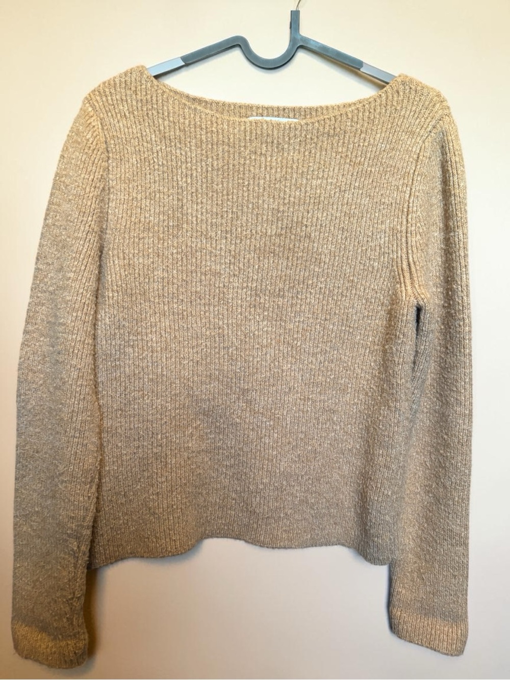 Mango Neutral Ribbed Scoopneck Sweater in Beige